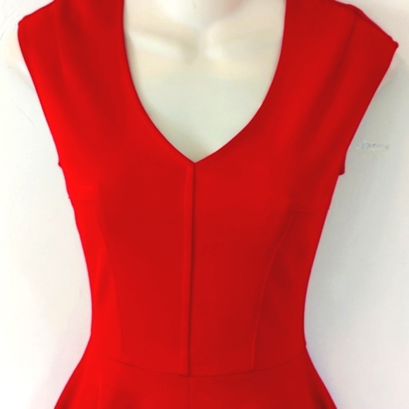 Love Ady V Neck Fit and Flare Skater Dress Red XS - Picture 8 of 16